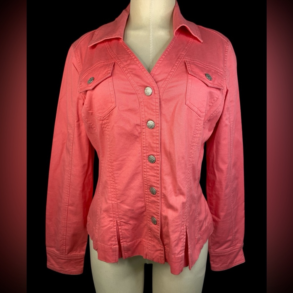 Dressbarn Stylish Pink Jean Jacket with Snaps Women’s Small